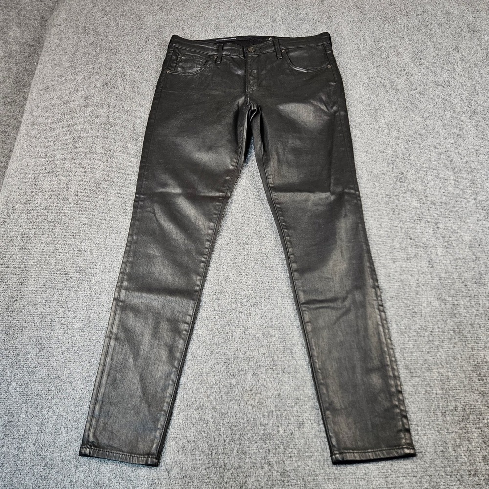 AG Adriano Goldschmied The Legging‎ Ankle Black Coated Super Skinny Jeans 30R
